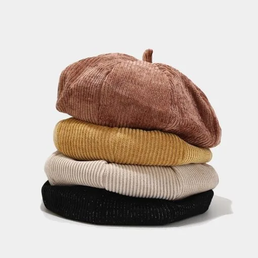 Outdoor Winter Corduroy Round Beret Hat