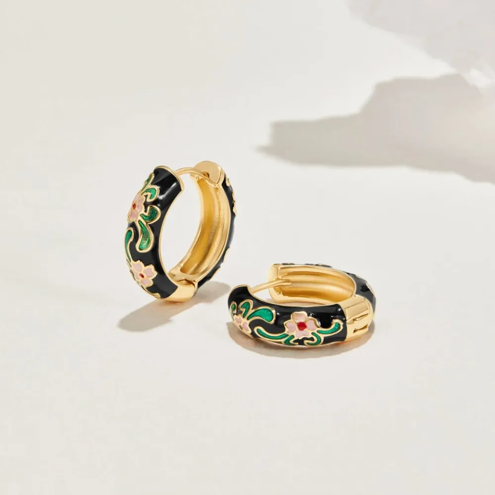 Minimal Floral Hoop Earrings