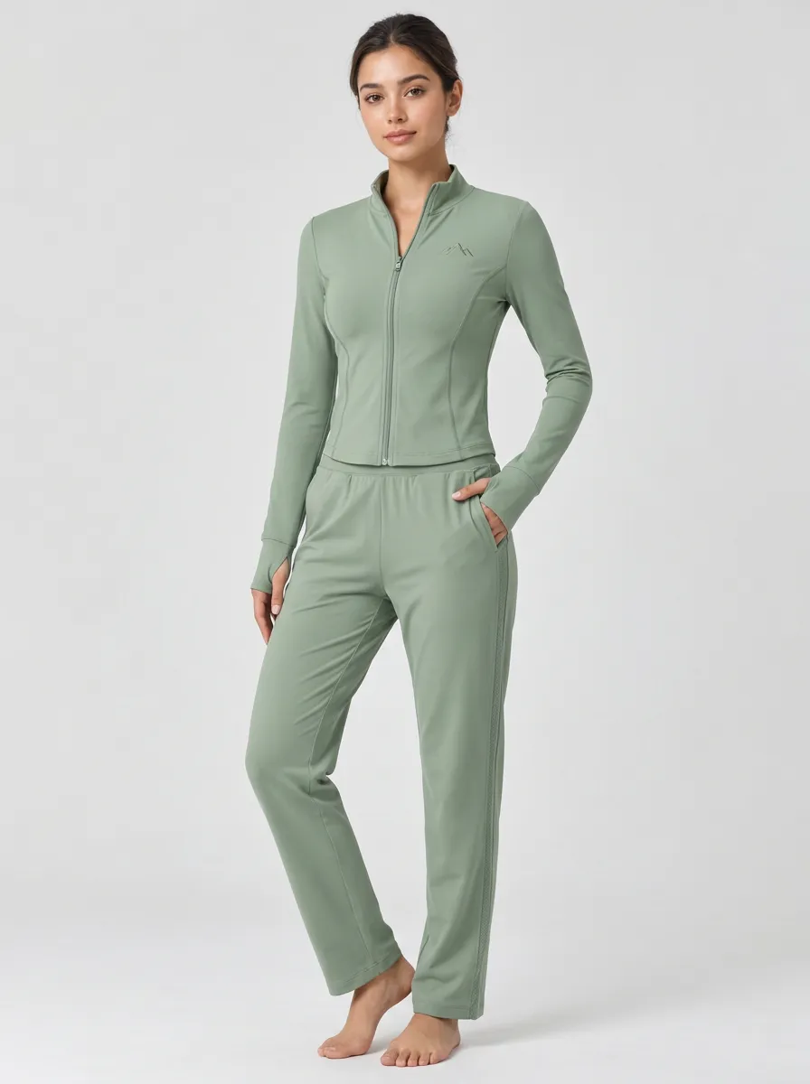 Women's Mountain Hiking Lover Sage Green Tracksuit Set