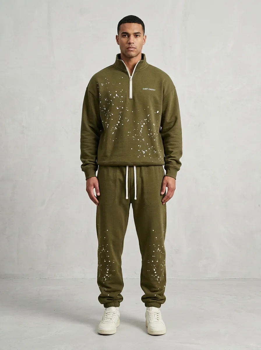 Men's Streetwear Paint Splatter Print Jogger Set