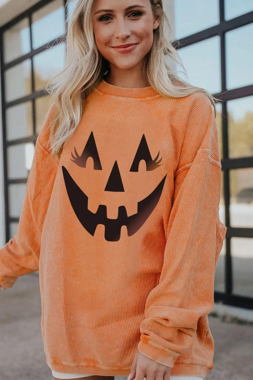 Pumpkin Smile Face Graphic Sweatshirt