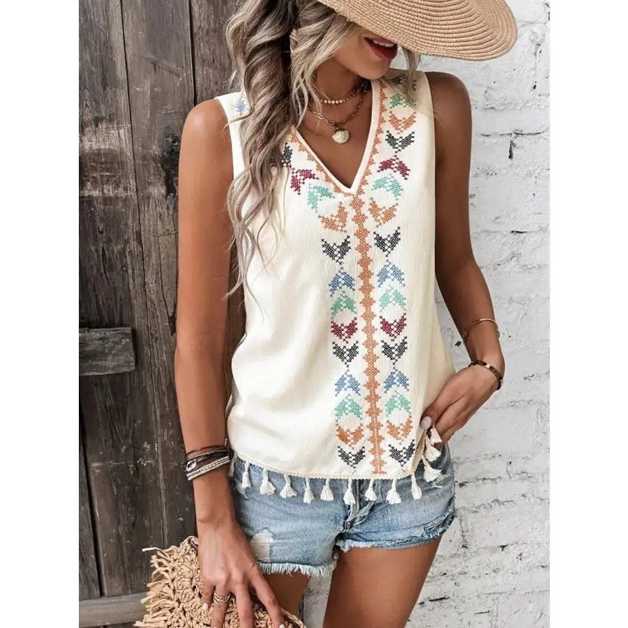 Tassel V Neck Tank