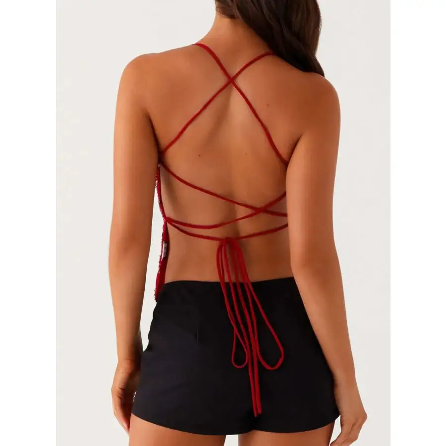 Crisscross Back V Neck Camisole Top