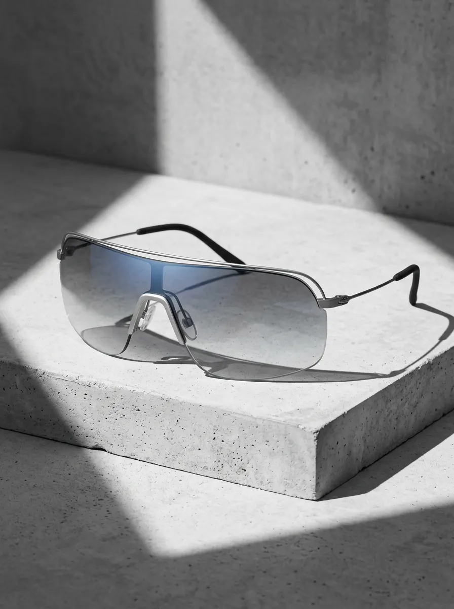 Unisex Futuristic Shield Gradient Lens Metal Frame Sunglasses