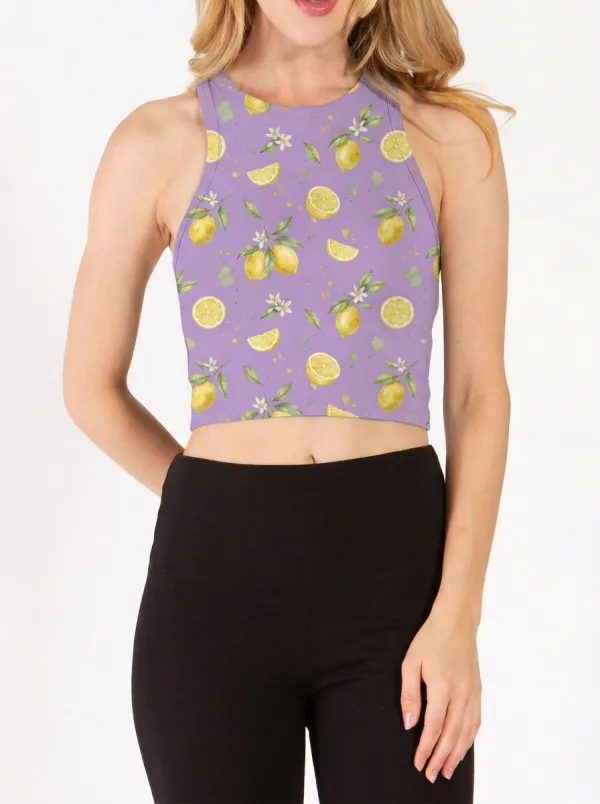 Women's Summer Fruit Lover Lemon Watercolor Printed Crop Top