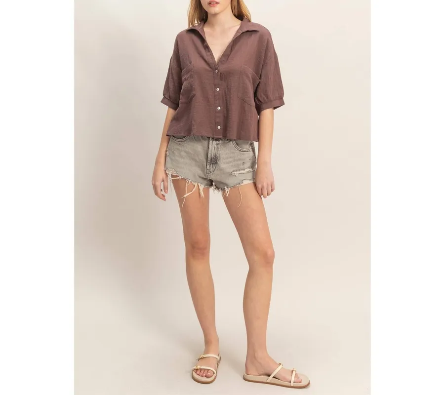 Textured Button-Up Shirt