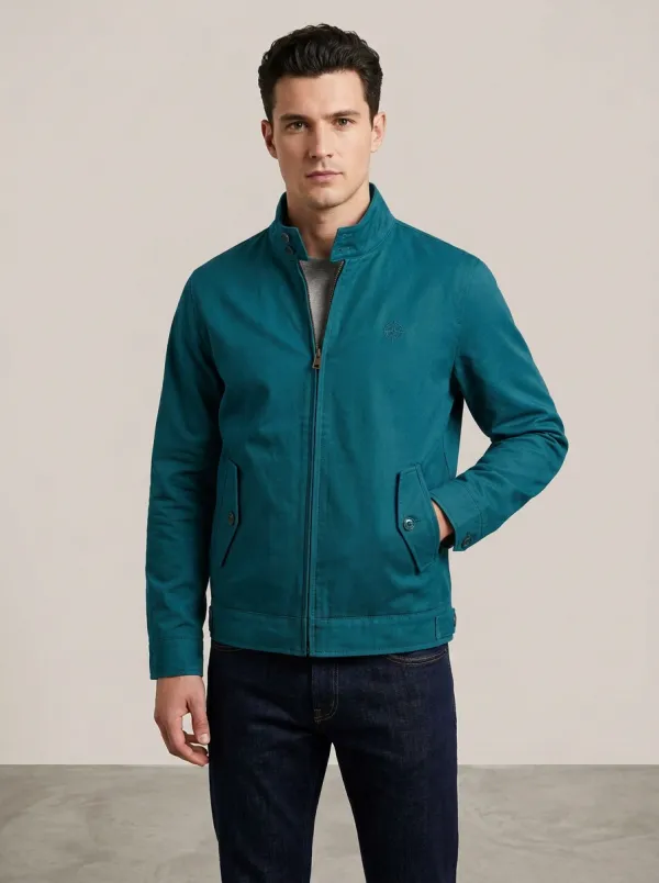 Men's Casual Outdoor Olive Green Embroidered Logo Zip-Up Jacket