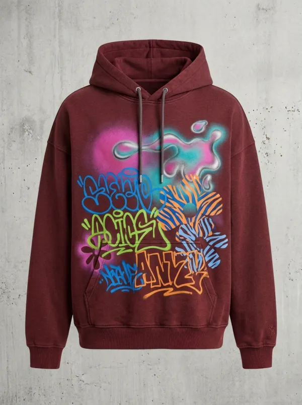 Unisex Graffiti Floral Airbrush Hoodie