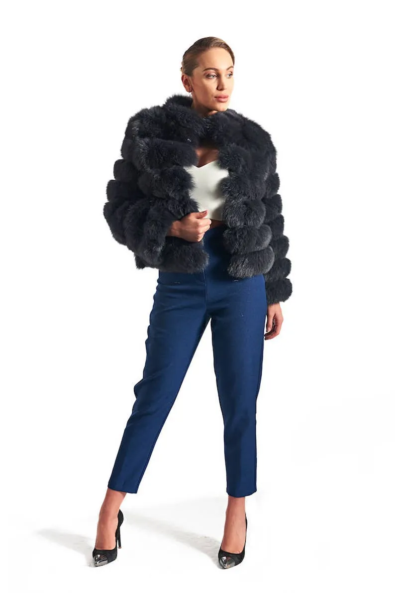 Dark Grey Fox Fur Coat Women’s