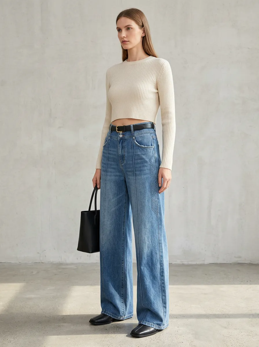 Women's Wide Leg Casual Denim Jeans