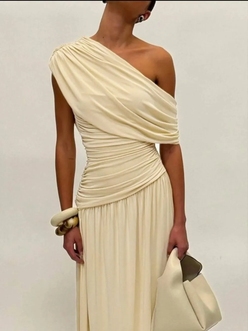 Gathered Detail Ruched Maxi Dress