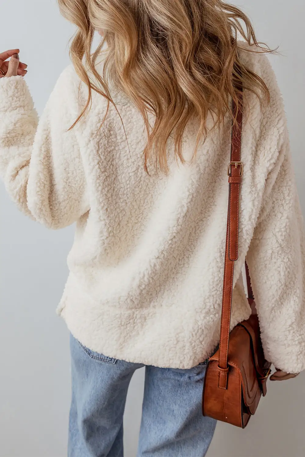 Fleece Drop Shoulder Pullover Sweatshirt