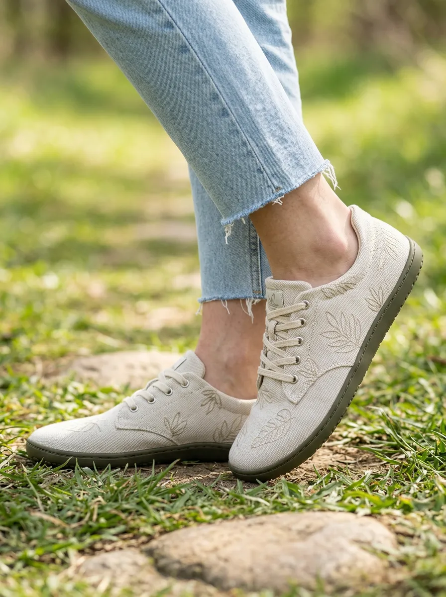 Winter-Ready Botanical Leaf Detail Unisex Barefoot Shoes
