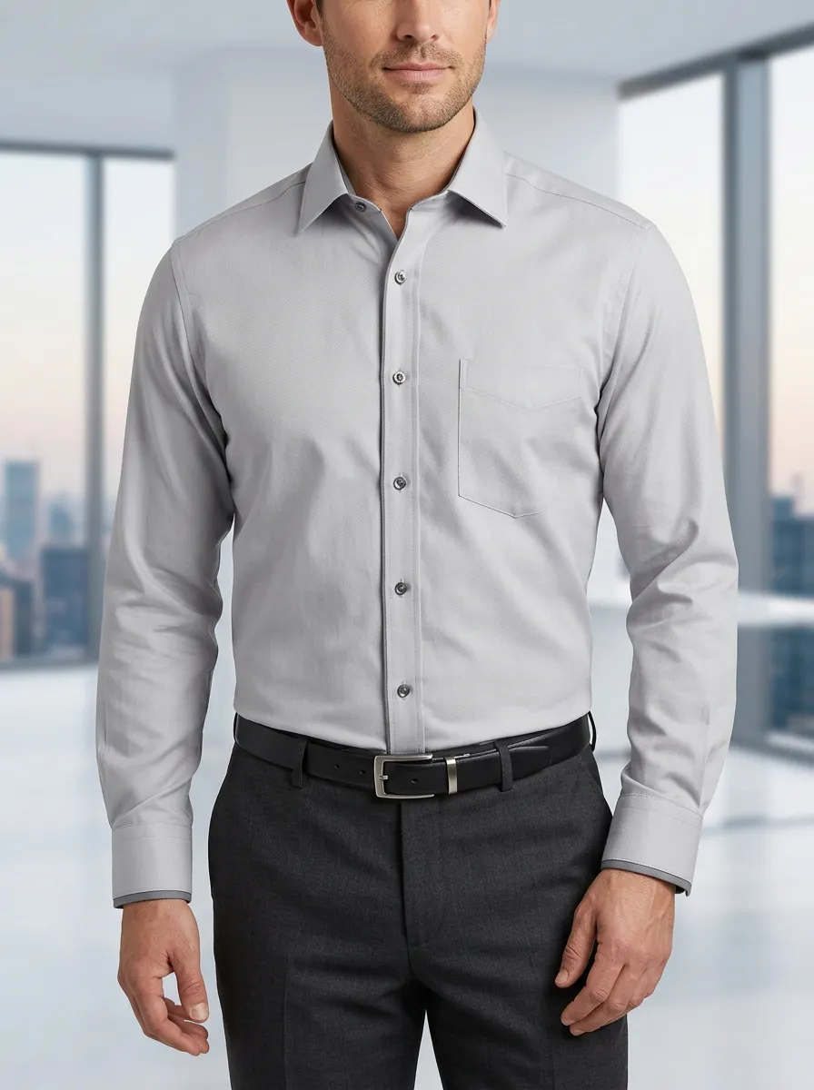 Men's Modern Button-Down Solid Dress Shirt