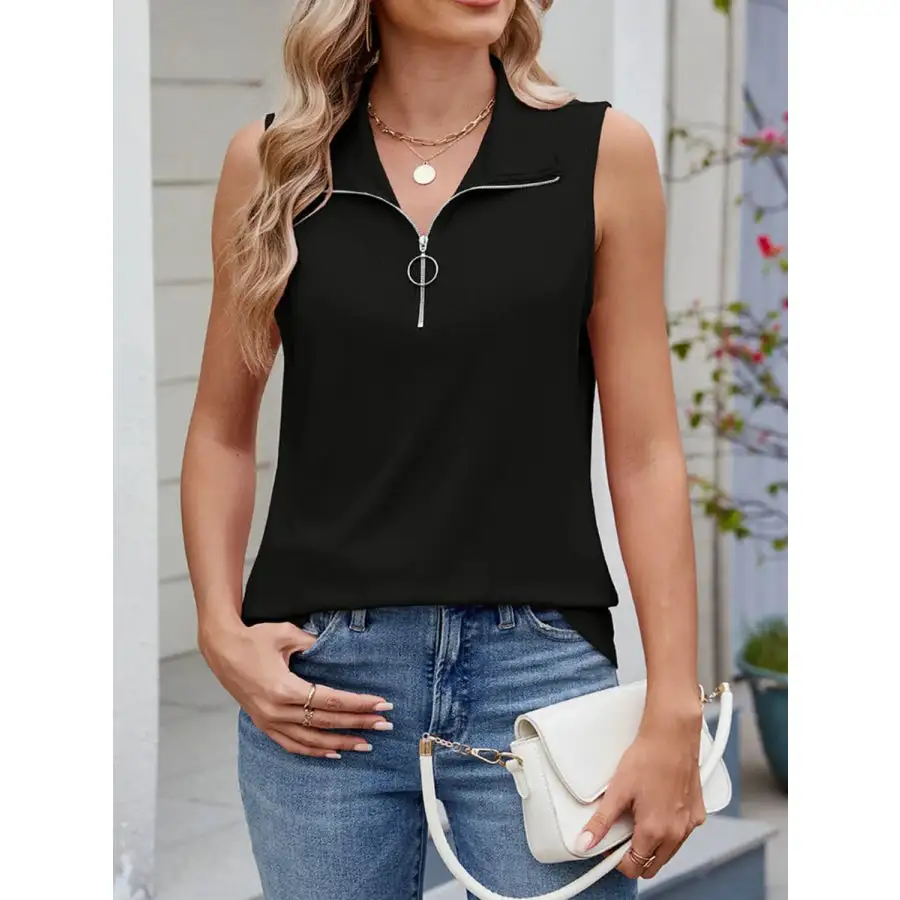 Quarter Zip Collared Tank