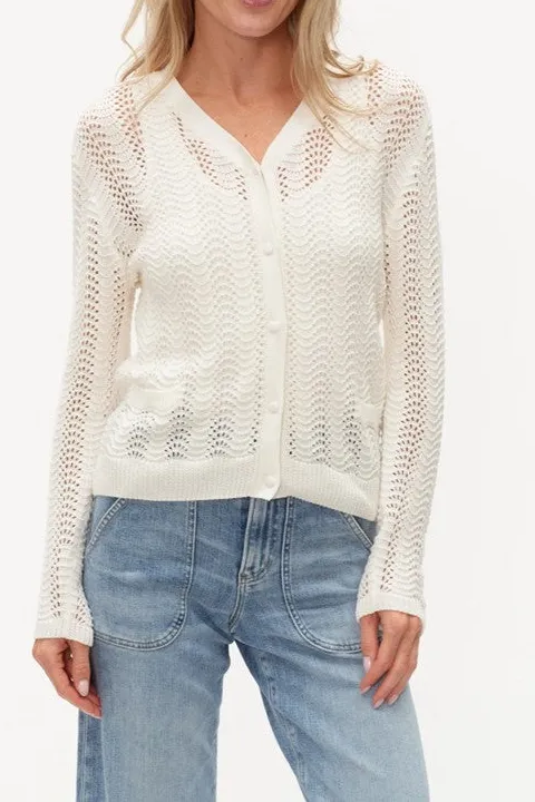 Light Blue Openwork Knit Cardigan