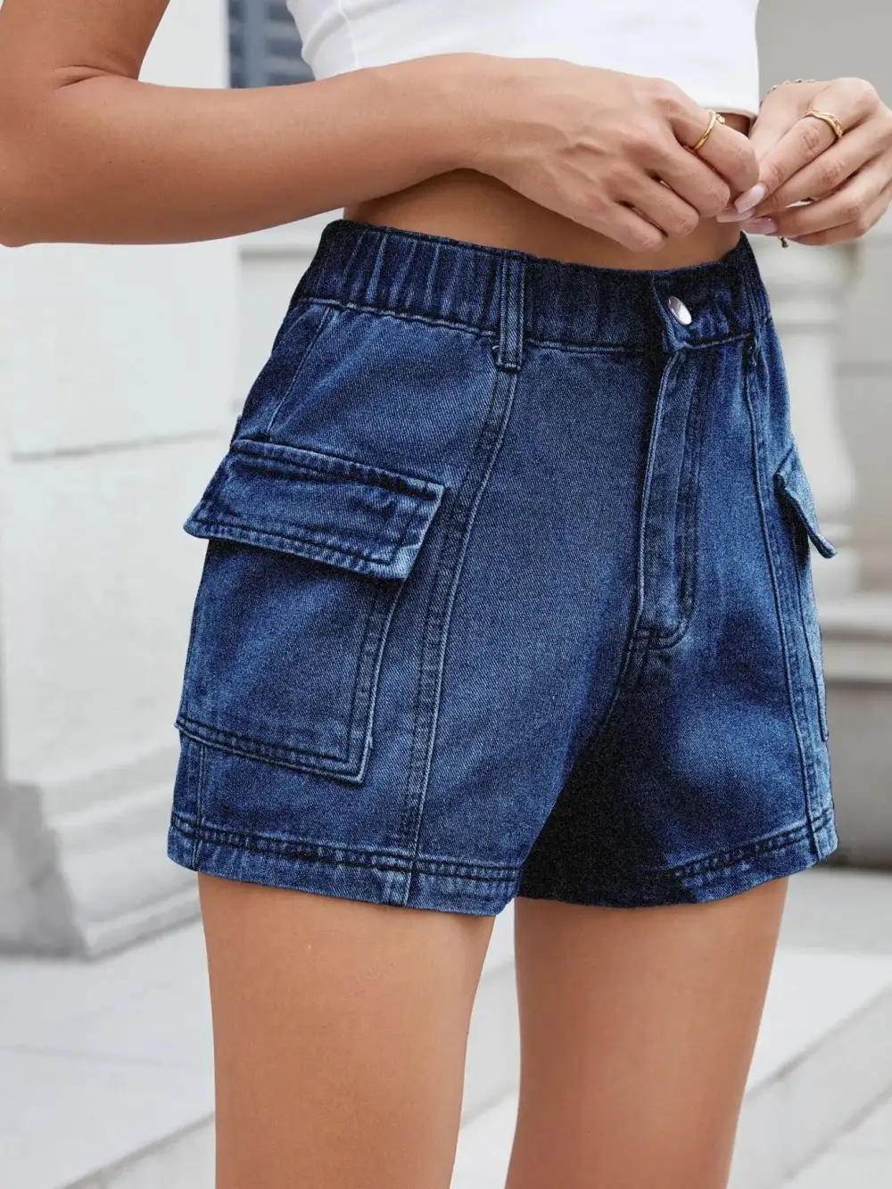 High Waist Cargo Shorts Denim Pants