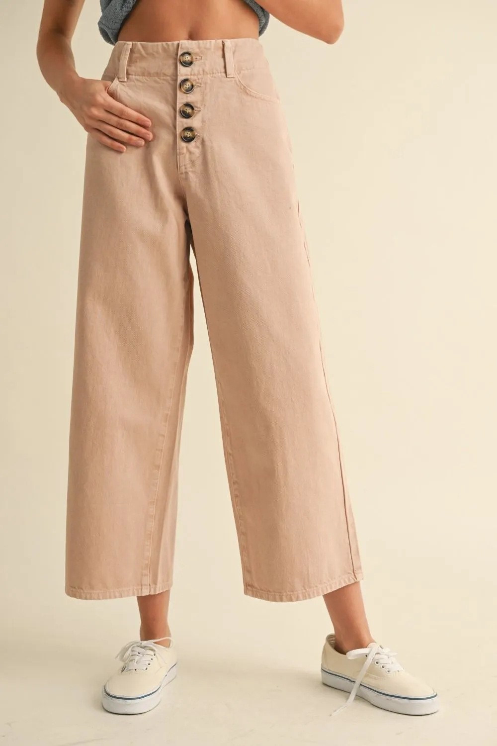 Button Front Cotton Pants