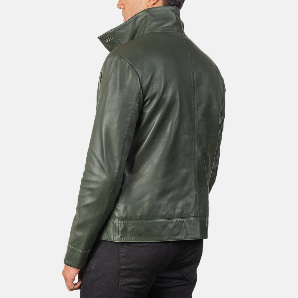 Men's Classic Clean Line Bomber Leather Jacket