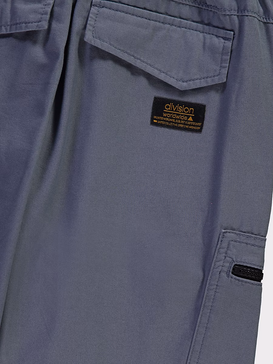 Blue Woven Cargo Trousers detail 1