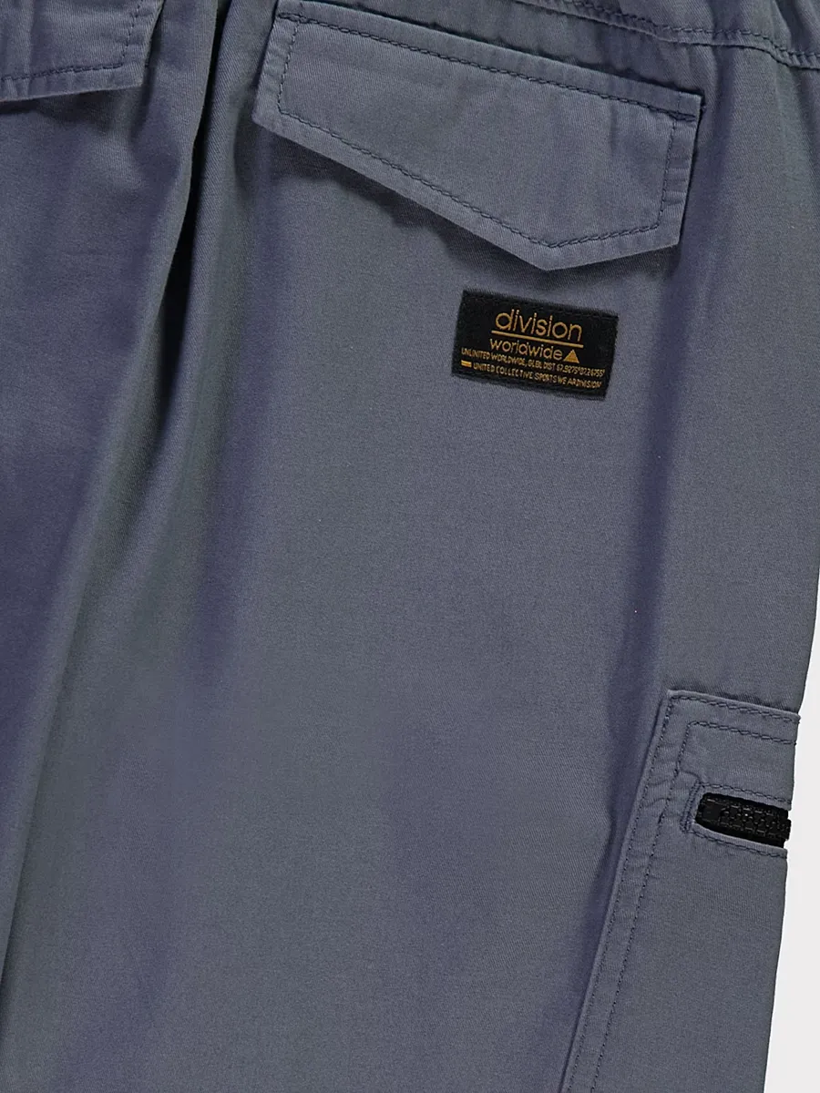 Blue Woven Cargo Trousers