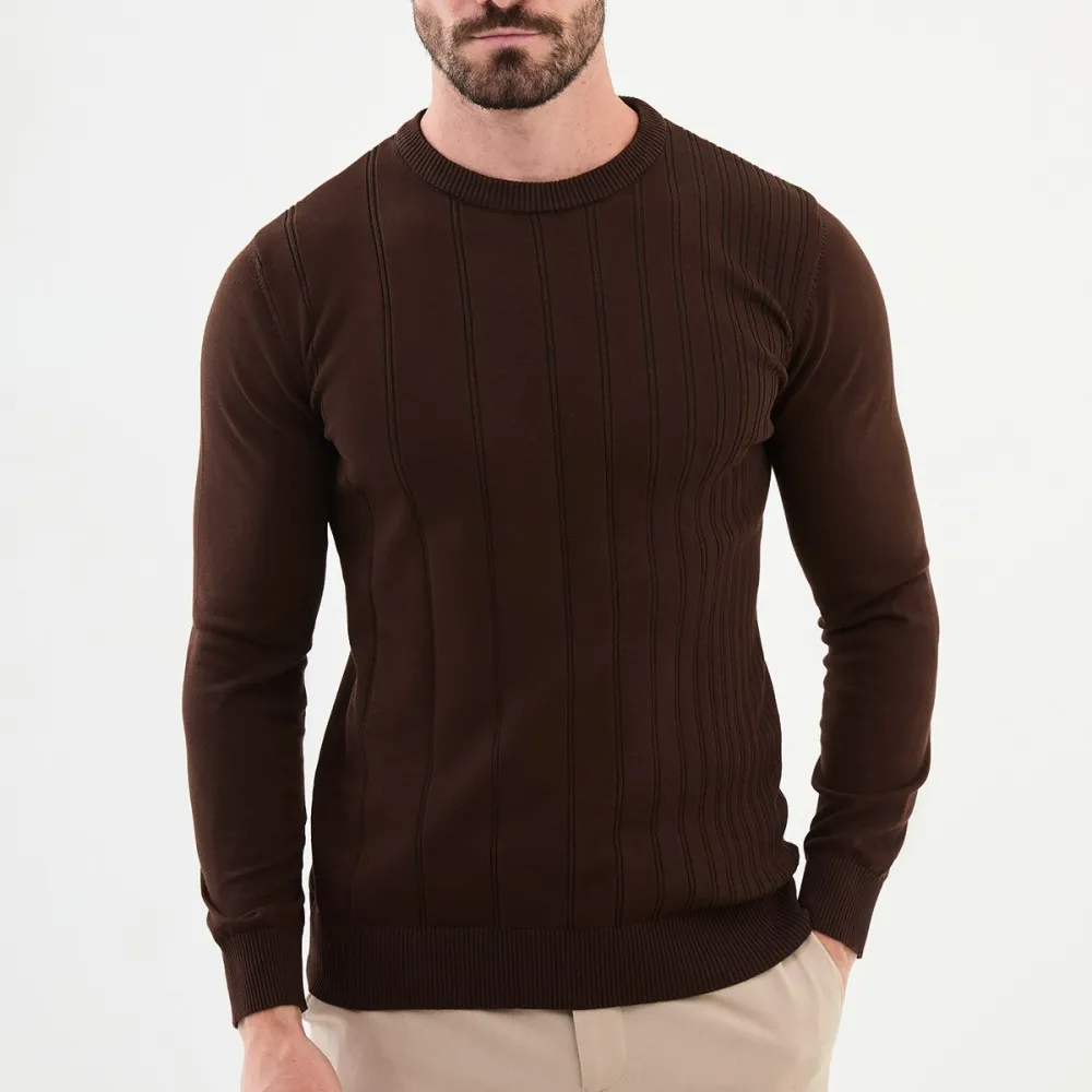 Classic Long Sleeve Slim Fit Cotton Knit Sweater