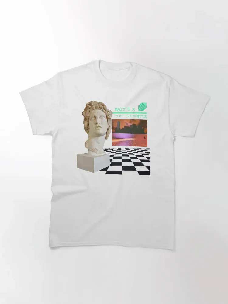 Women's Retro-Futuristic Classical Statue Print Crew Neck Short-Sleeve T-Shirt