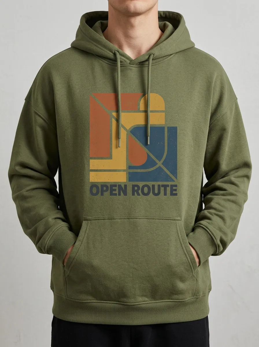 Unisex Metal Tip Geometric Lettering Hoodie