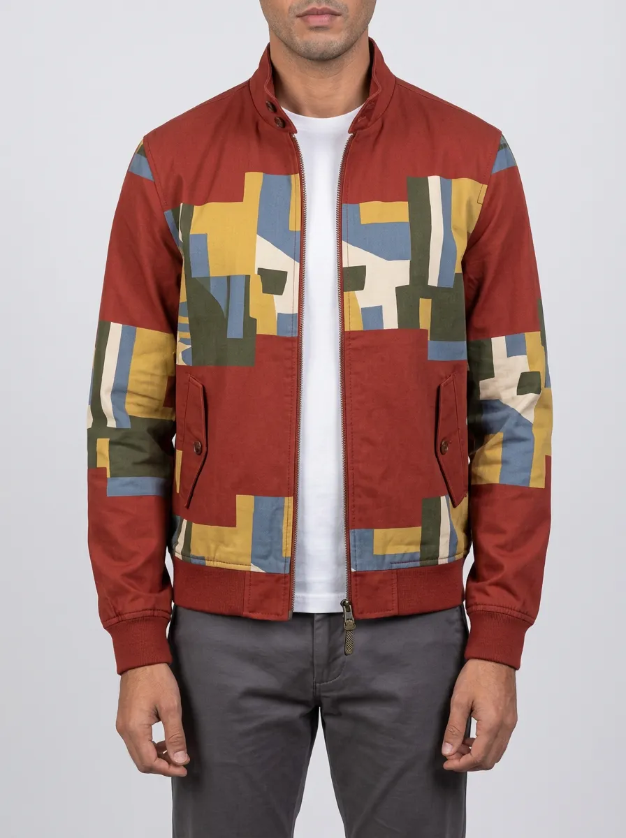 Men's Geometric Abstract Pattern Printed Jacket