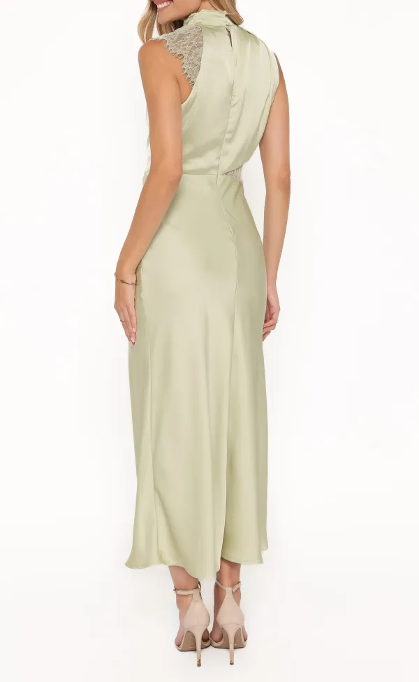 Satin Round Neck Maxi Dress