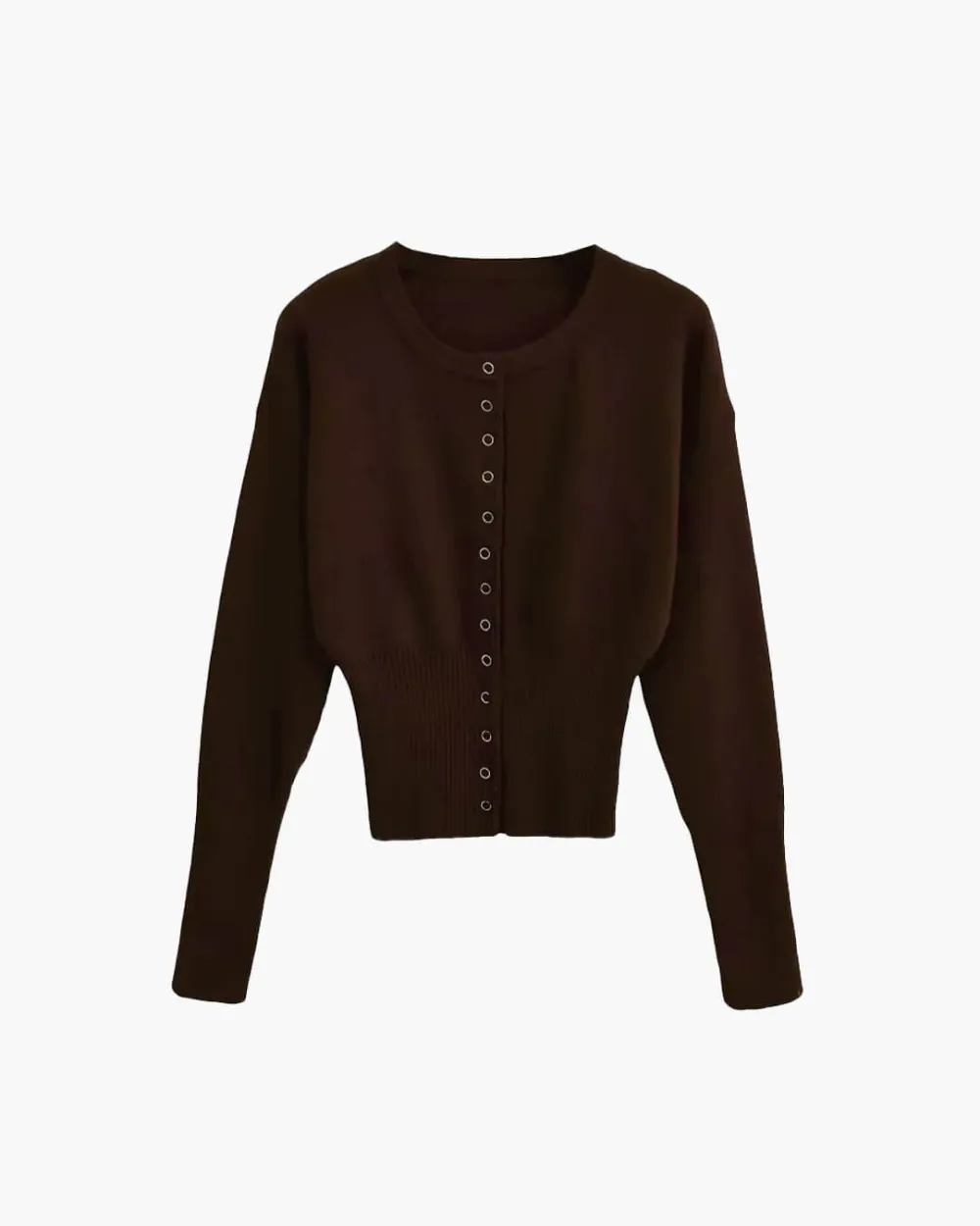 Snap-Button Knit Cardigan