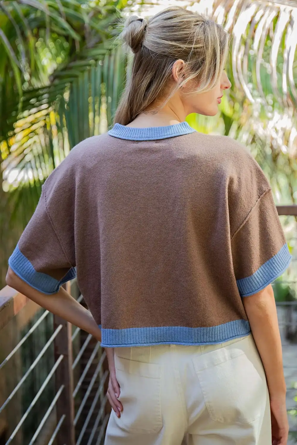 Contrast Trim Boxy Cardigan