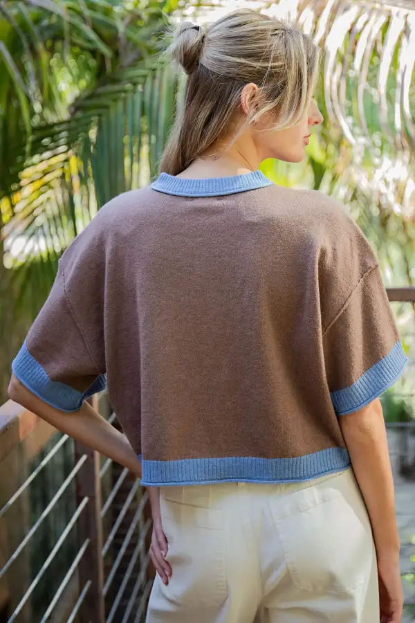 Contrast Trim Boxy Cardigan