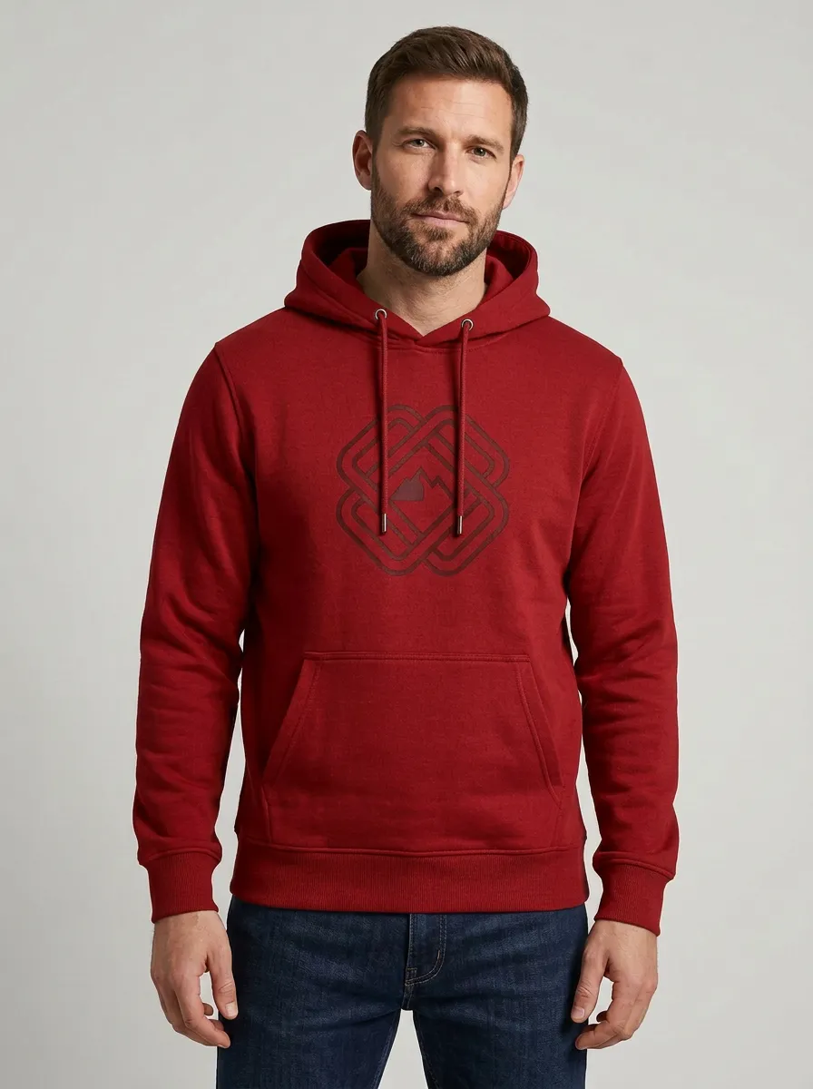 Classic Mountain Graphic Geometric Detail Men's Hoodie