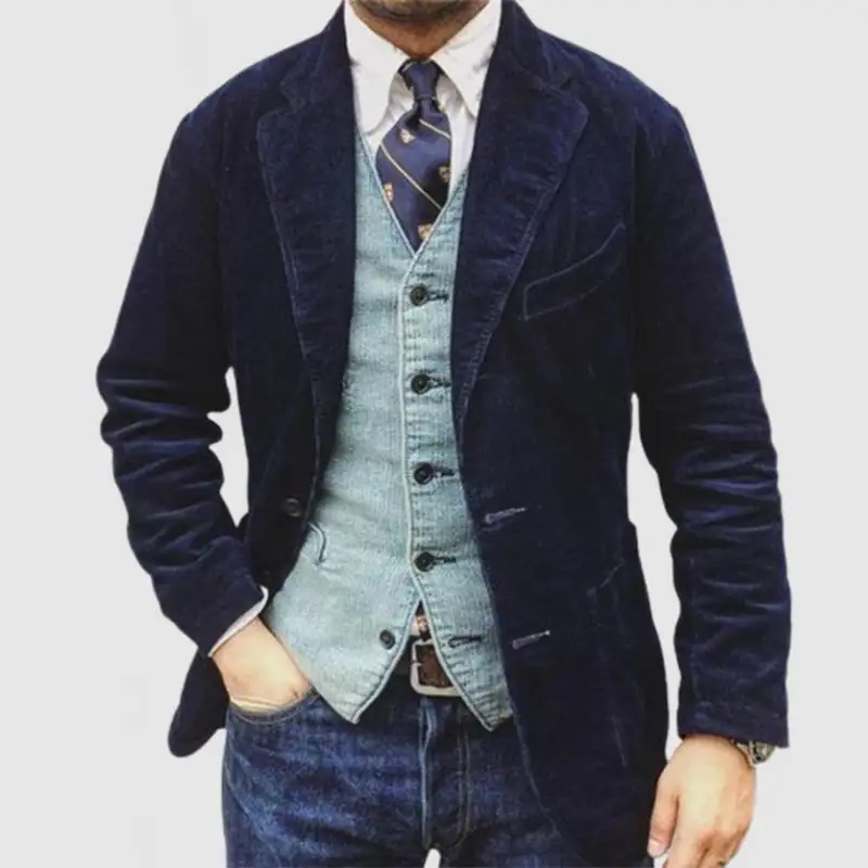 Corduroy Open Collar Jacket
