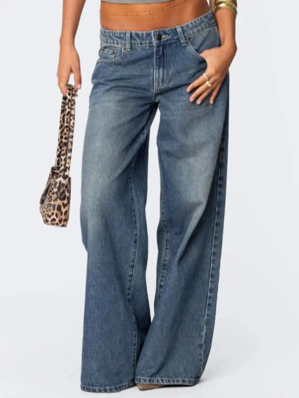 Wide Leg Stretch Cropped Jeans