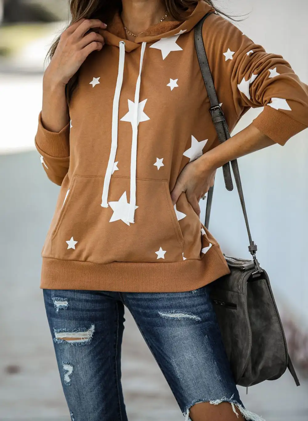Cotton Blend Star Hooded Top