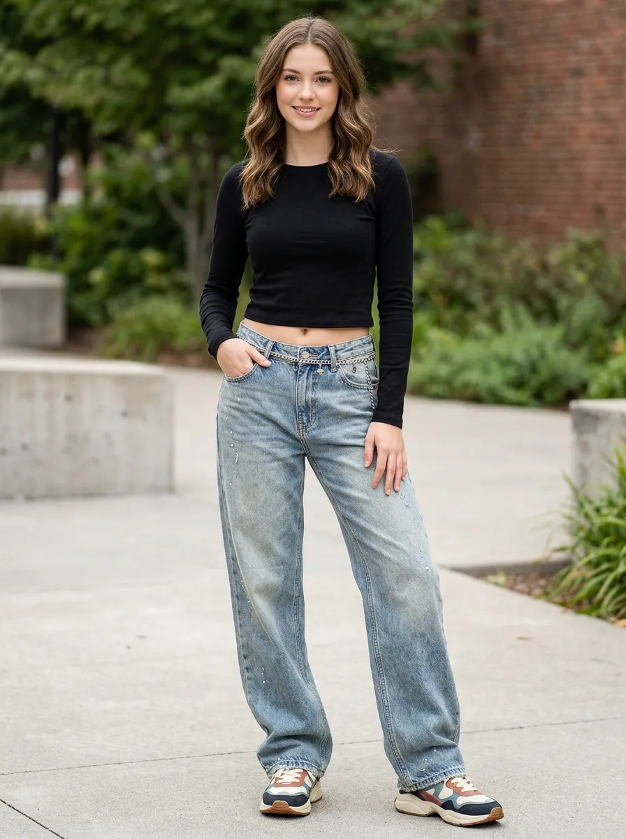 Women's Casual Streetwear Distressed Light Wash Printed Jeans