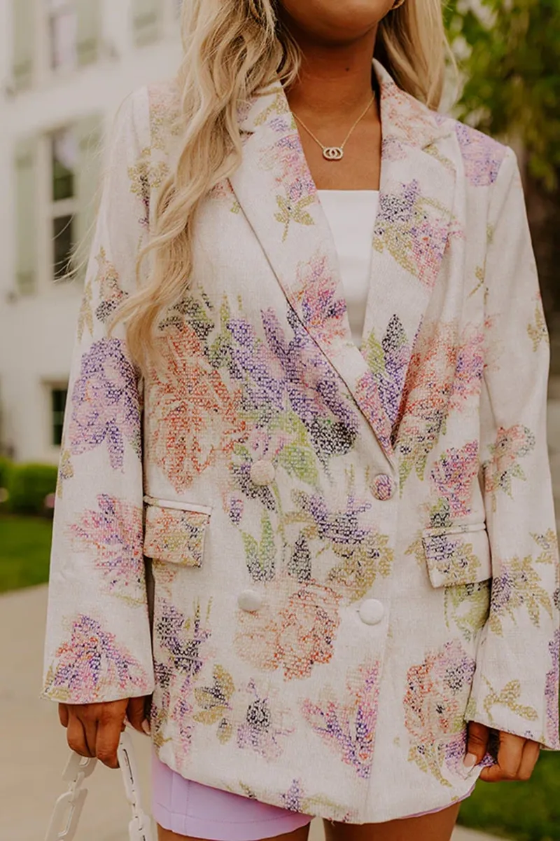 High-End Design Plant Print Suit Jacket