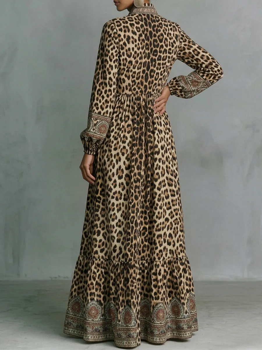 Printed Buttoned Maxi Dress
