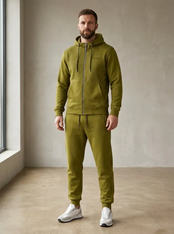 Men's Contemporary Outdoor Adventure Topographic Print Jogger Set
