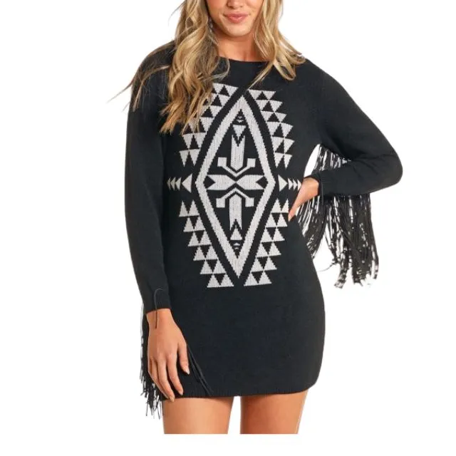 Modern Fringe Detail Everyday Casual Dress