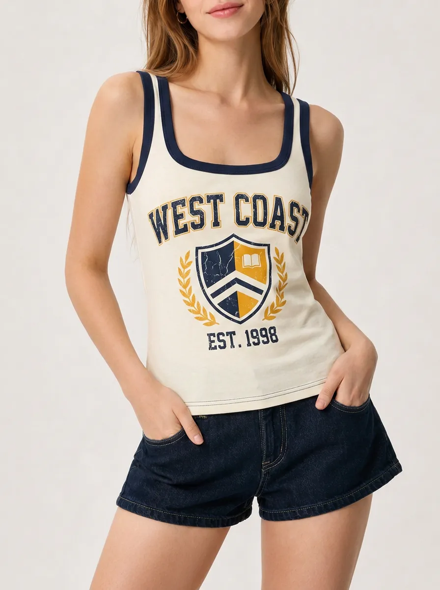 Women's West Coast College Style Shield Printed Tank Top