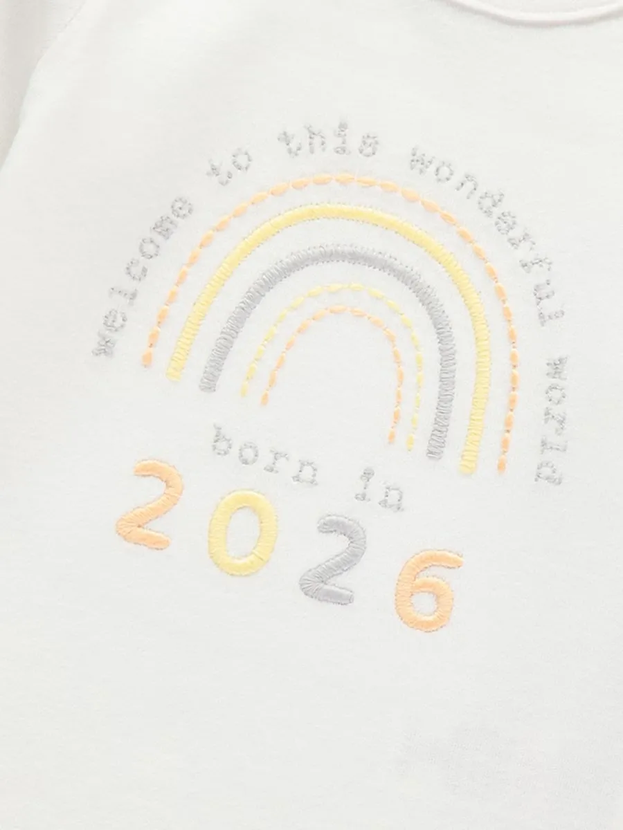 White Welcome to the World 2026 Sleepsuit
