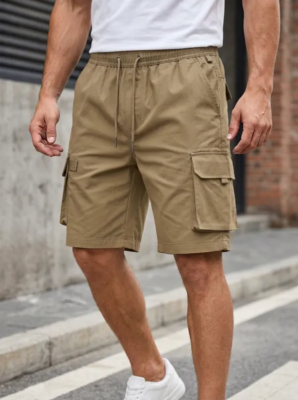 Utility Multi-Pocket Drawstring Cargo Shorts