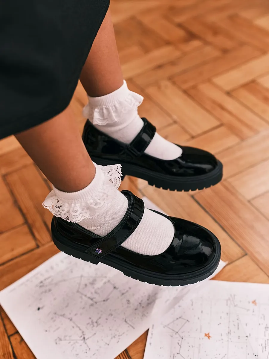 Black Patent Chunky Mary Jane School Shoes