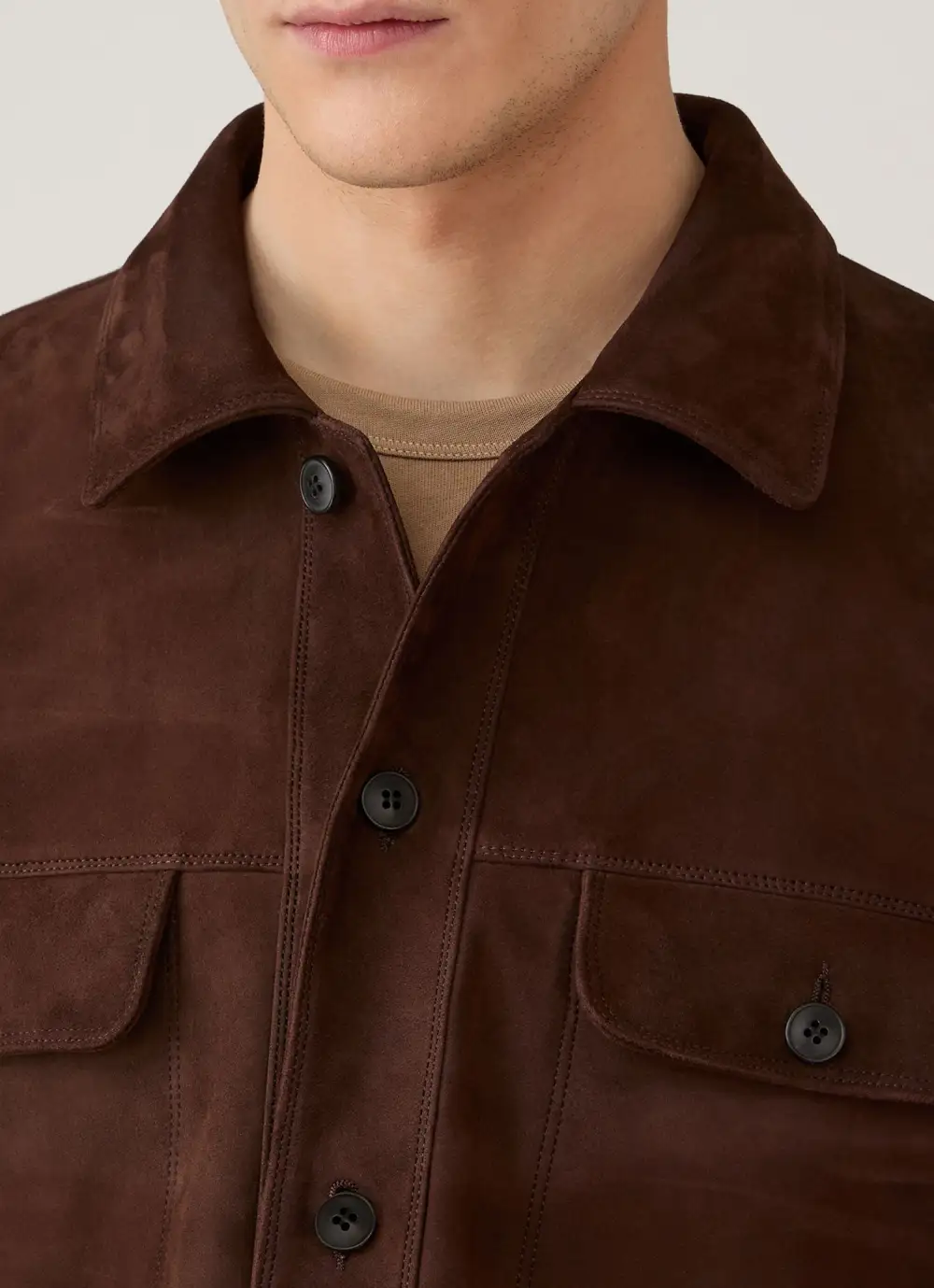 Lightweight Suede Utility Overshirt