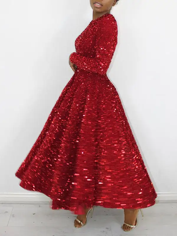 Sequined Neck Maxi Dress