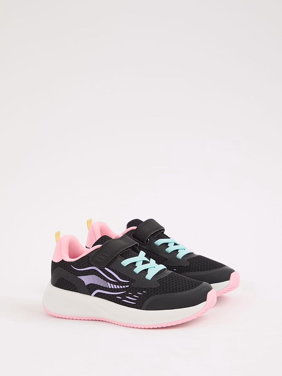 Black and Pink Mesh Single Strap Trainers detail 2