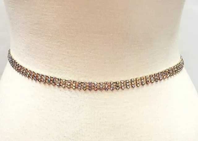 Adjustable Stone Accent Layered Chain Waist Belt